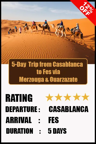 Best Morocco Tours: 5-Day Journey from Casablanca to Fes via Marrakech, Ouarzazate & Merzouga